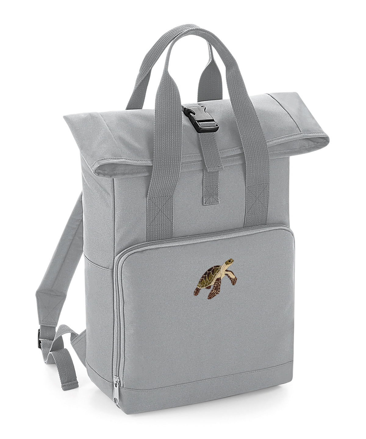 Turtle Embroidered Recycled Roll-Top Backpack
