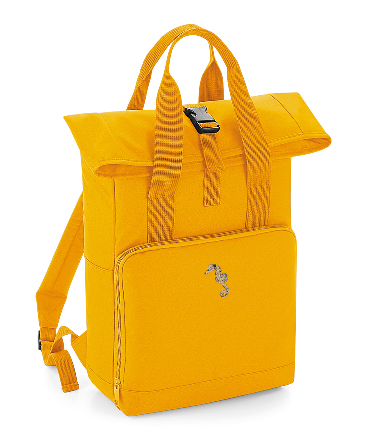 Seahorse Embroidered Recycled Roll-Top Backpack