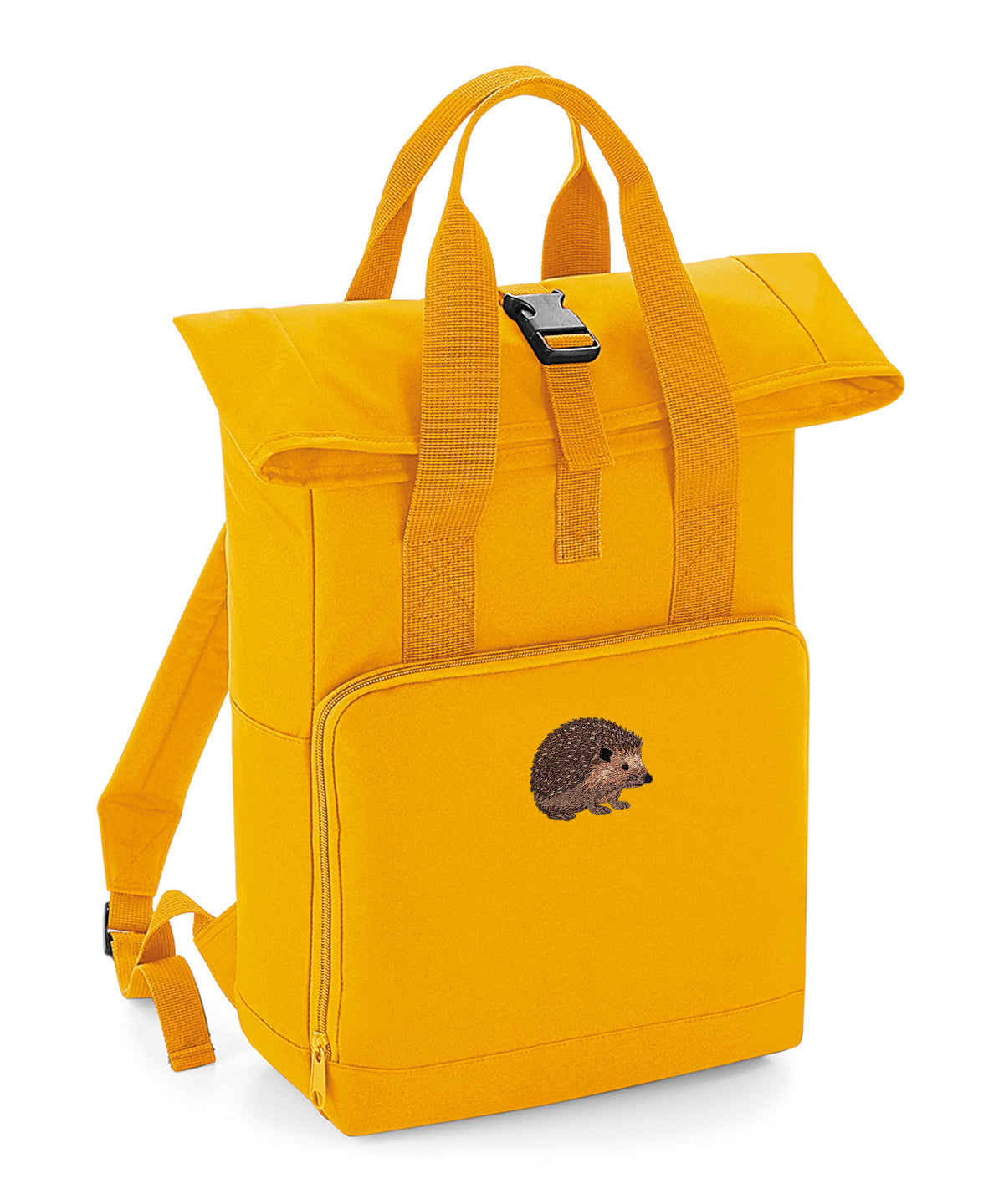 Hedgehog Embroidered Recycled Roll-Top Backpack