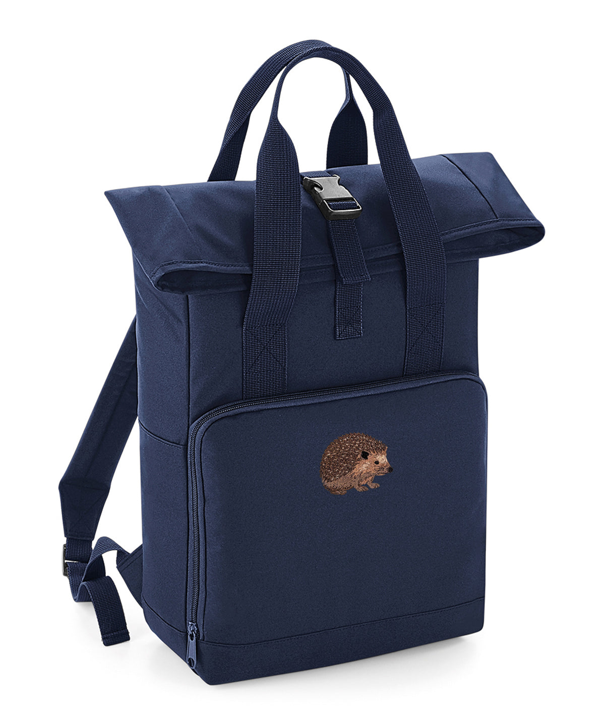 Hedgehog Embroidered Recycled Roll-Top Backpack