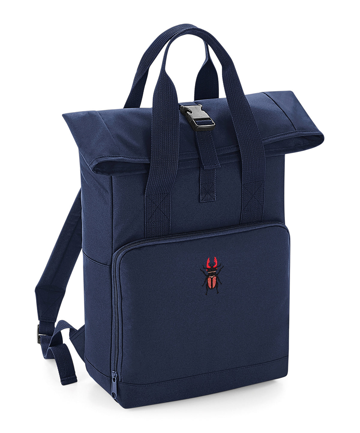 Stag Beetle Embroidered Recycled Roll-Top Backpack