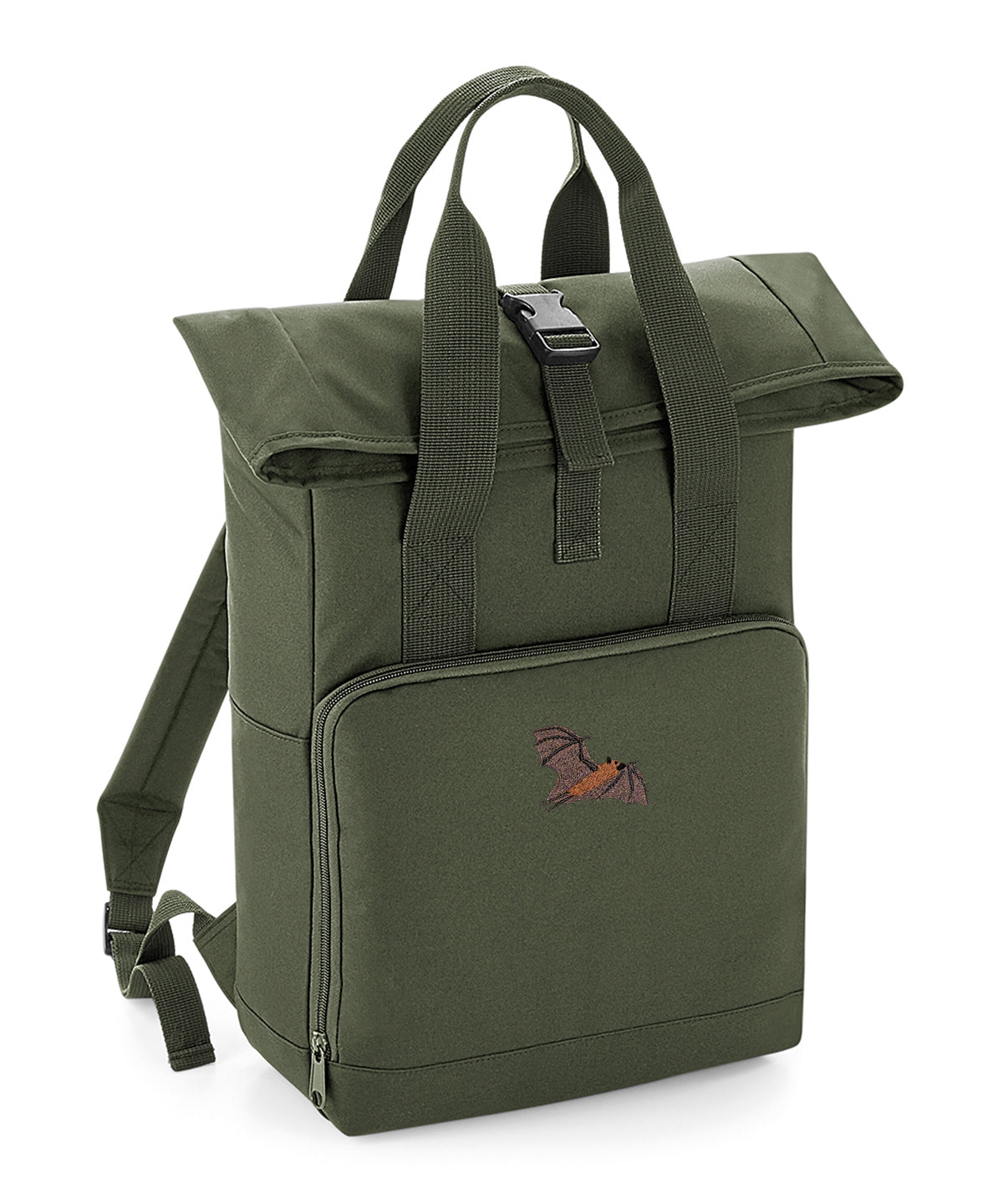 Fruit Bat Embroidered Recycled Roll-Top Backpack