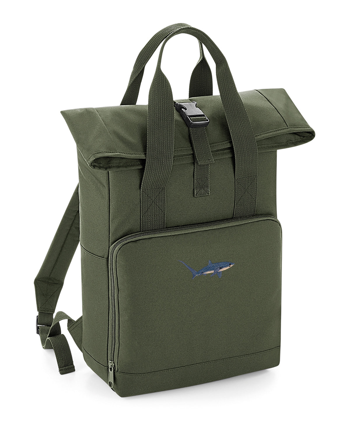 Thresher Shark Embroidered Recycled Roll-Top Backpack