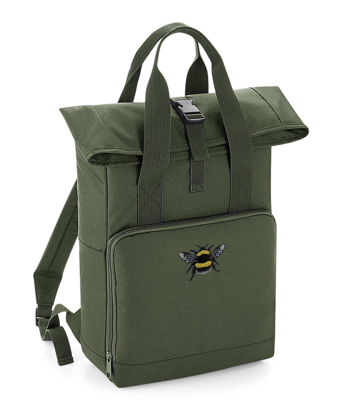 Bumblebee Embroidered Recycled Roll-Top Backpack