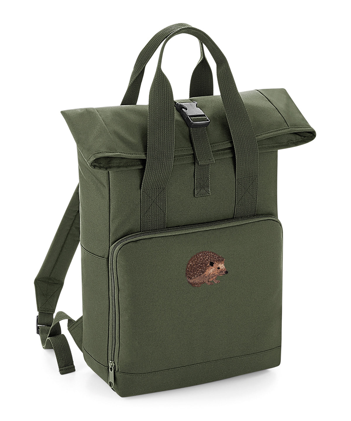 Hedgehog Embroidered Recycled Roll-Top Backpack