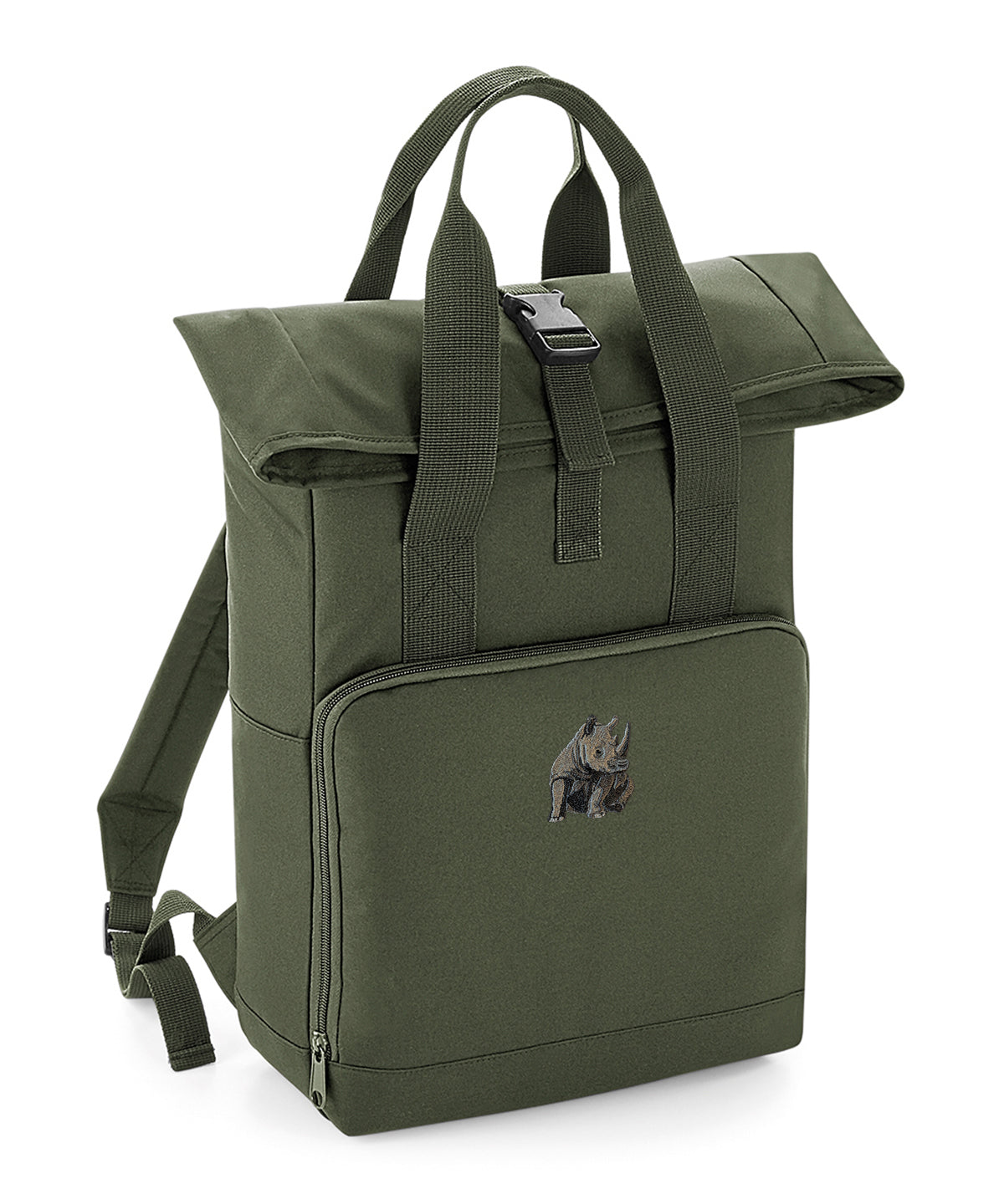 Rhino Embroidered Recycled Roll-Top Backpack