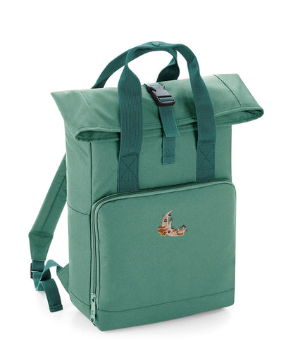Mushroom Moon Crescent Embroidered Recycled Roll-Top Backpack