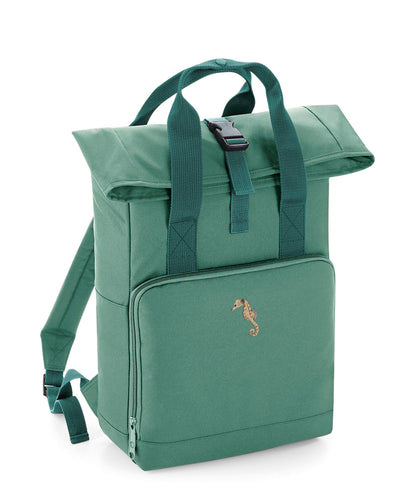 Seahorse Embroidered Recycled Roll-Top Backpack