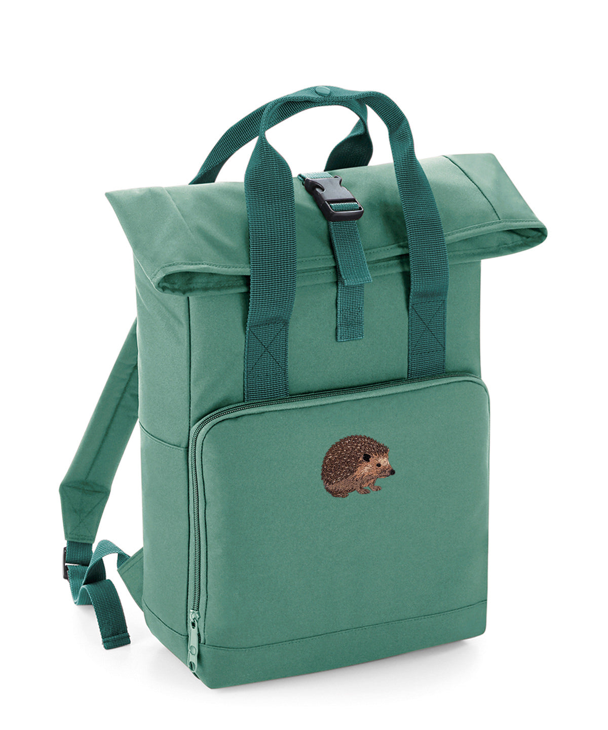Hedgehog Embroidered Recycled Roll-Top Backpack