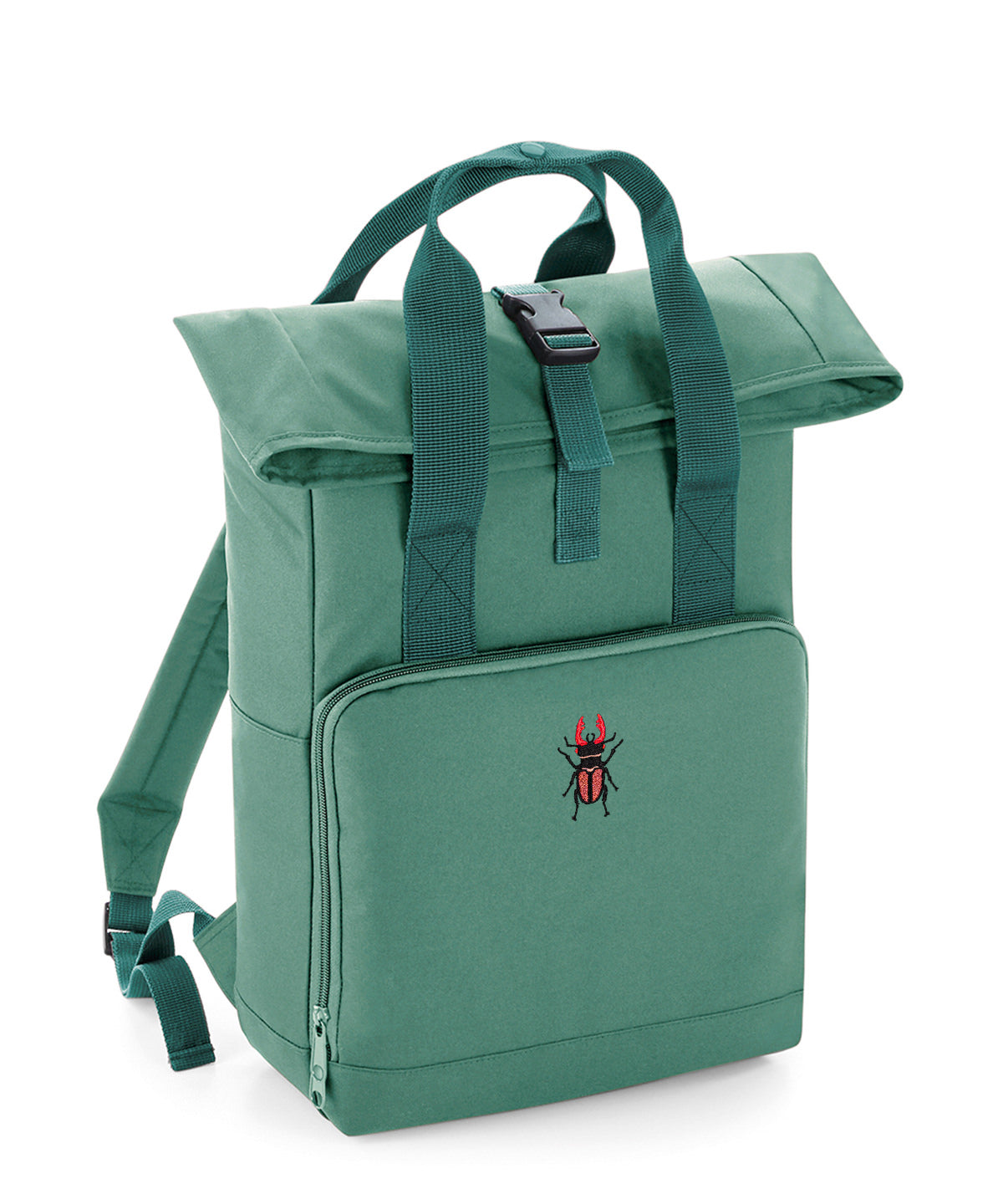 Stag Beetle Embroidered Recycled Roll-Top Backpack