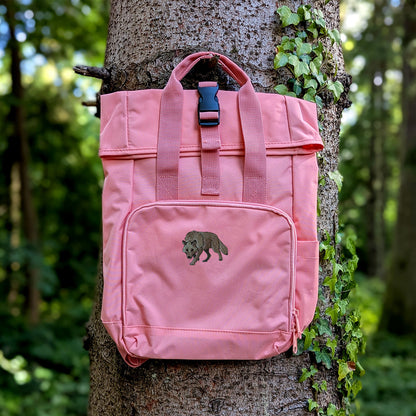 Grey Wolf Embroidered Mini Backpack