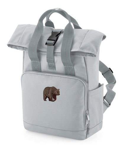Brown Bear Embroidered Mini Backpack