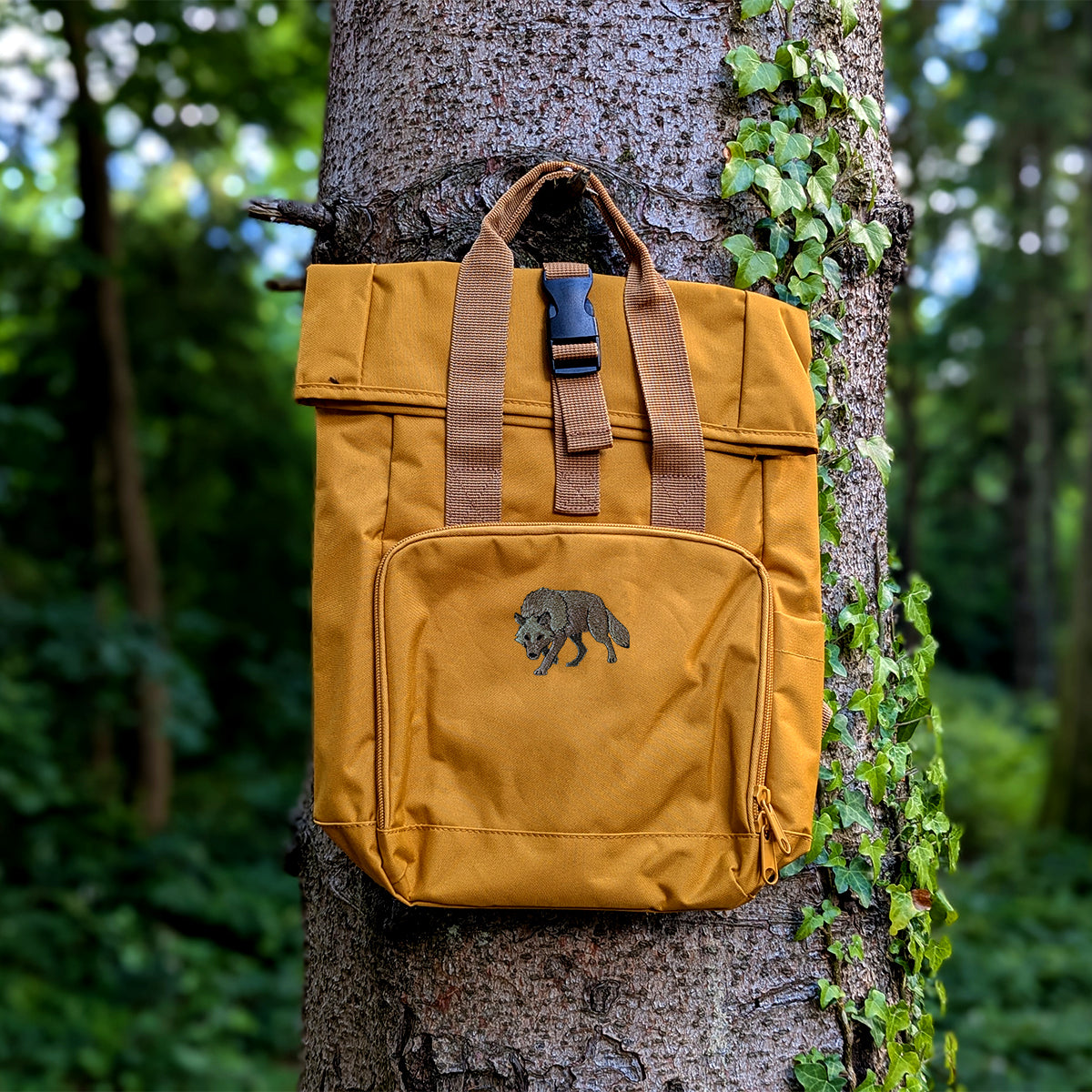 Grey Wolf Embroidered Mini Backpack