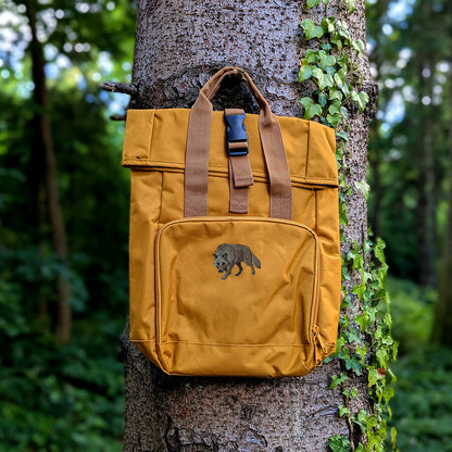 Grey Wolf Embroidered Mini Backpack