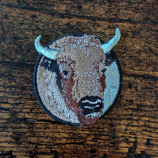 Bison Portrait Embroidered Iron-On Patch