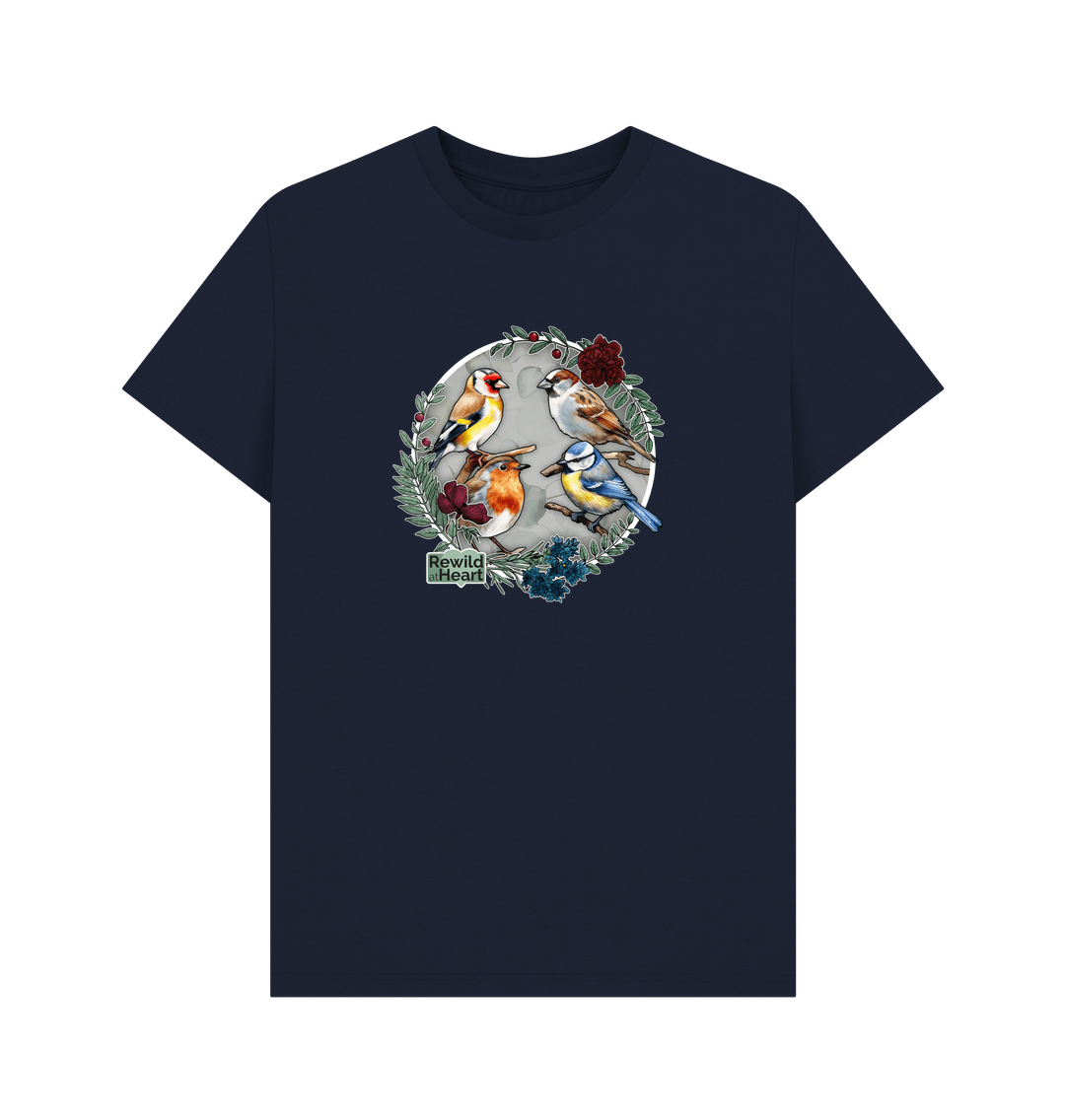 Navy Blue British Songbird Wreath Men's T-Shirt