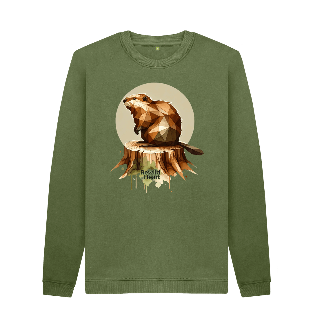 Khaki Printed Sweater Front