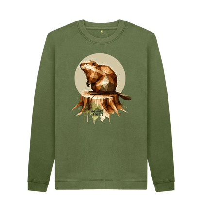 Khaki Printed Sweater Front