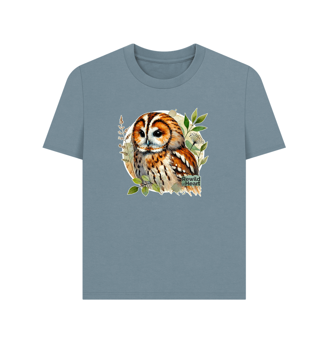 Stone Blue Tawny Owl Forest Women's Classic T-Shirt