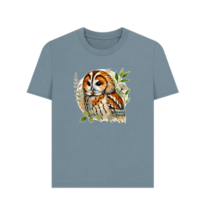 Stone Blue Tawny Owl Forest Women's Classic T-Shirt