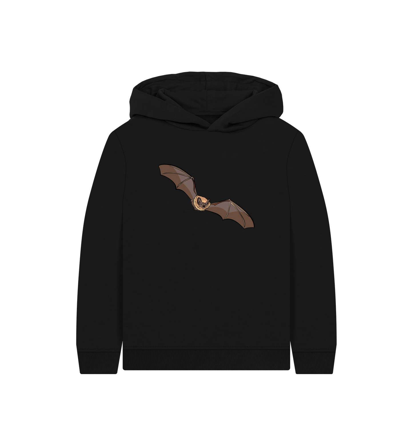 Black Printed Kids Hoodie Front