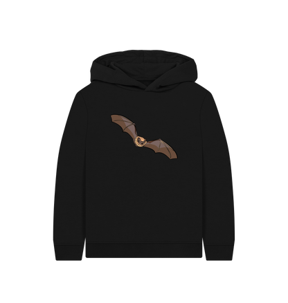 Black Printed Kids Hoodie Front
