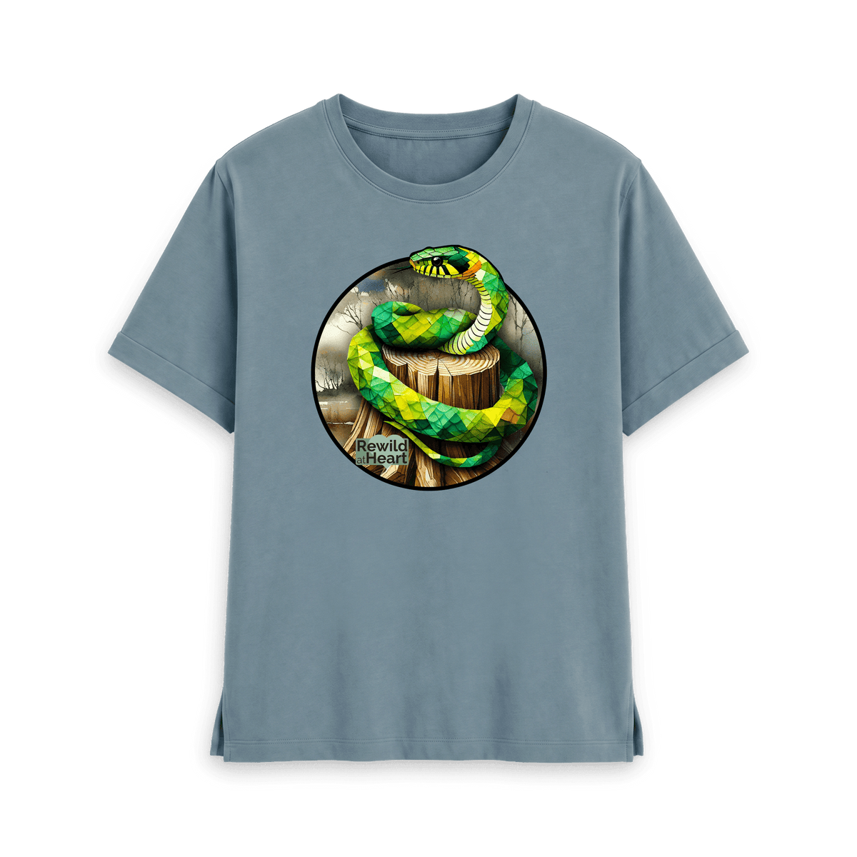 Stone Blue Printed T-shirt Front