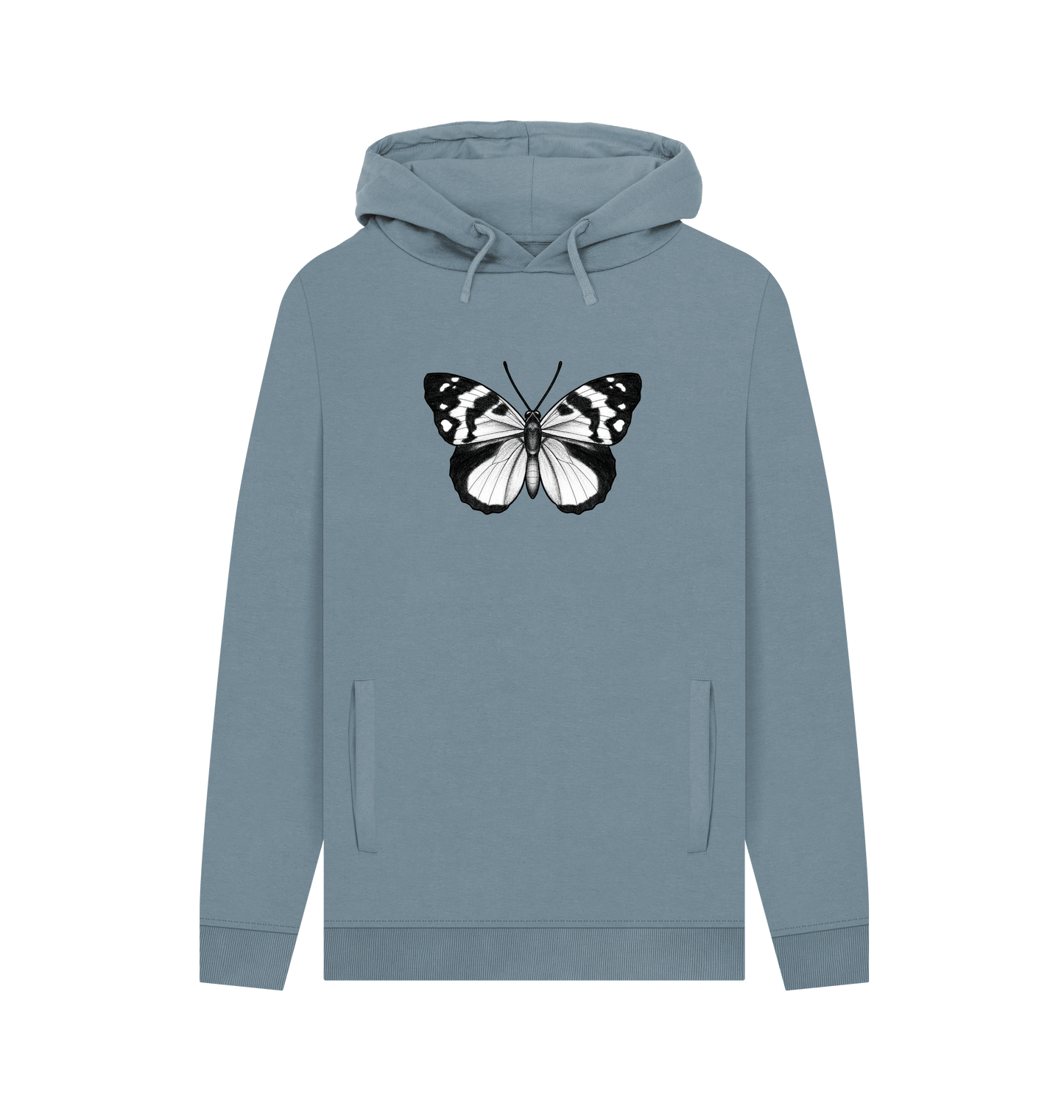 Stone Blue Printed Hoody Front