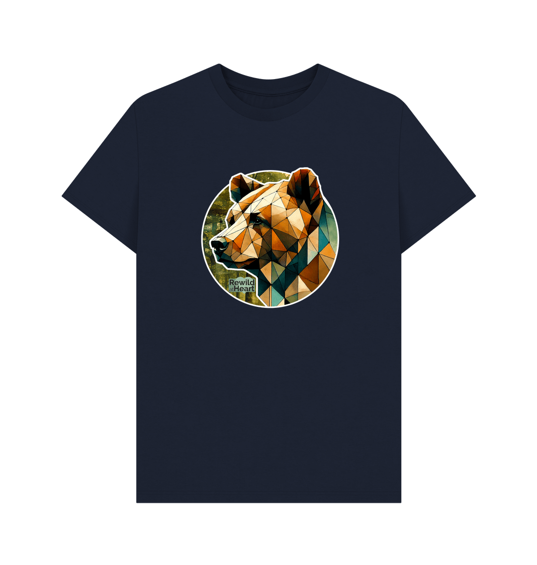 Navy Blue Brown Bear Forest Men's T-Shirt