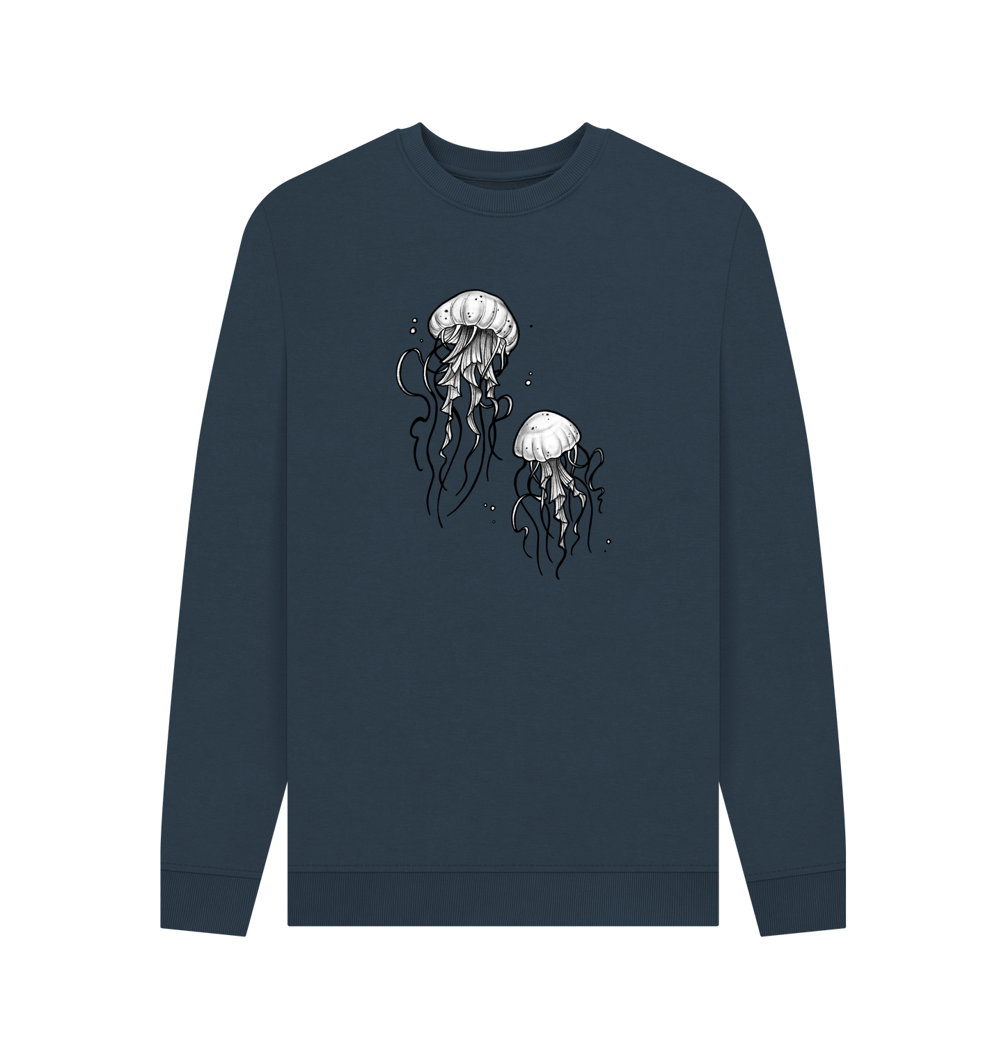 Navy Blue Printed Sweater Front