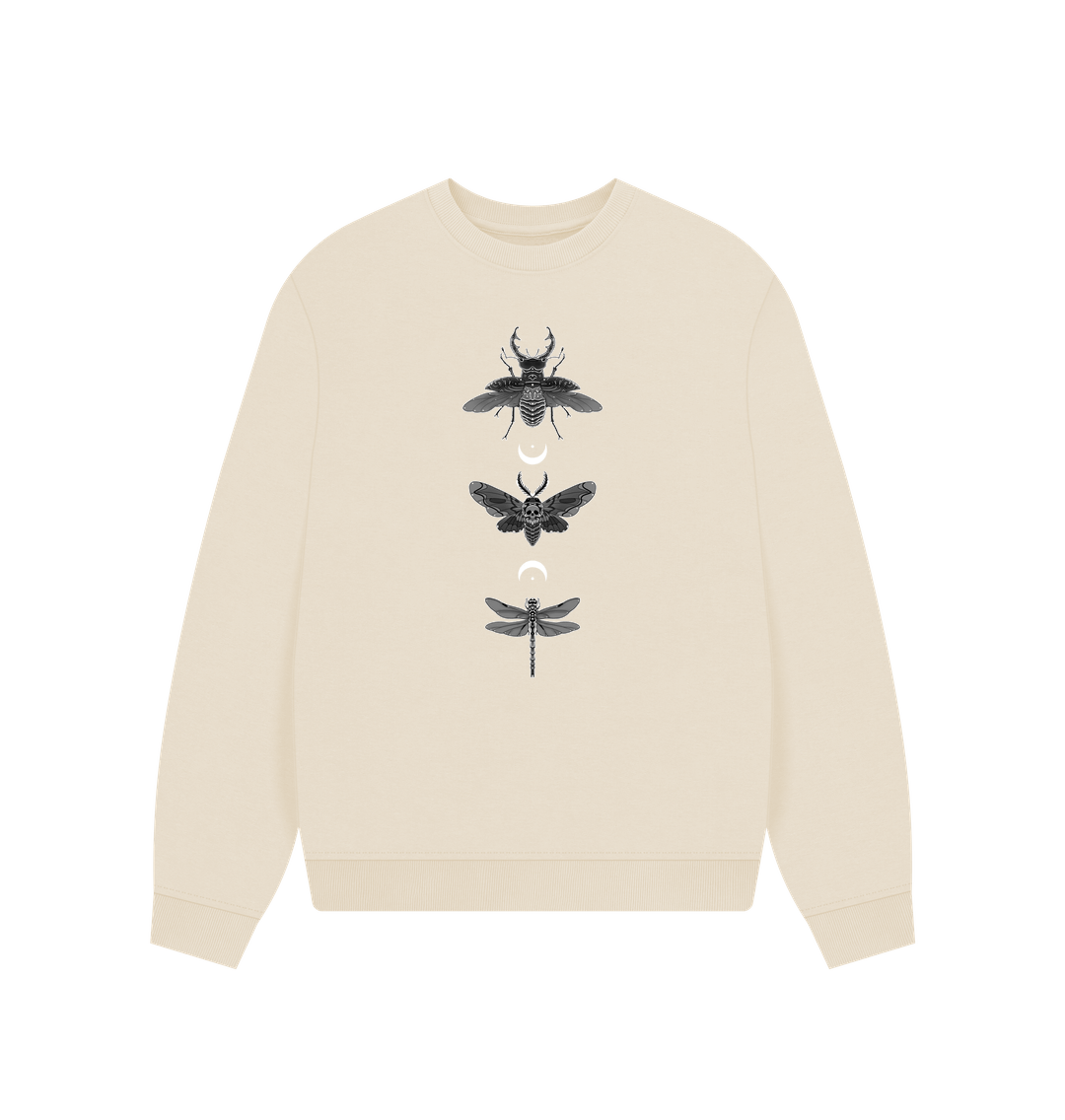 Oat Moonlit Insect Trio Women's Oversized Jumper