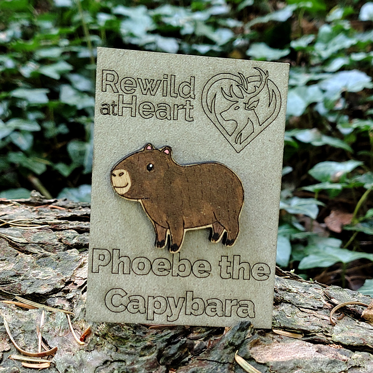 Capybara Wooden Pin Badge