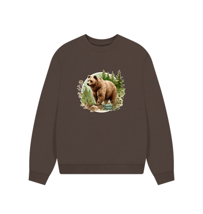 Chocolate Brown Bear Wilderness Women's Oversized Jumper