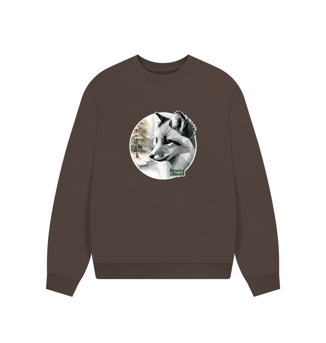 Chocolate Silent Arctic Fox Women's Oversized Jumper