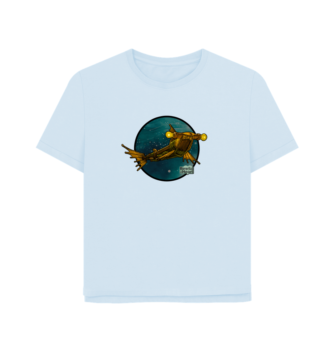 Sky Blue Steampunk Hammerhead Shark Relaxed-Fit T-Shirt