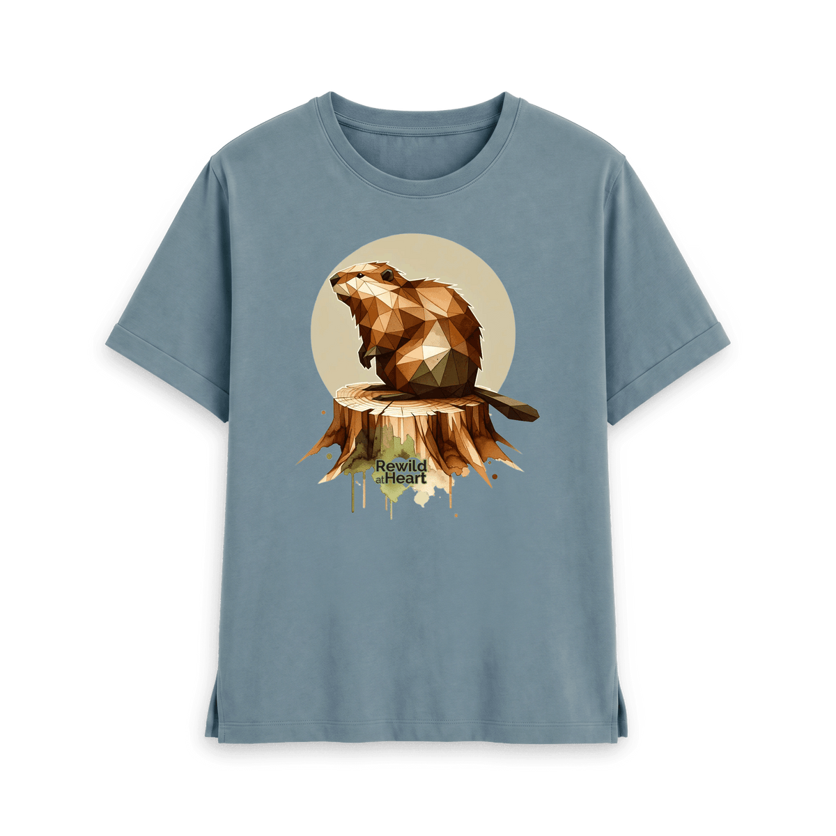 Stone Blue Printed T-shirt Front