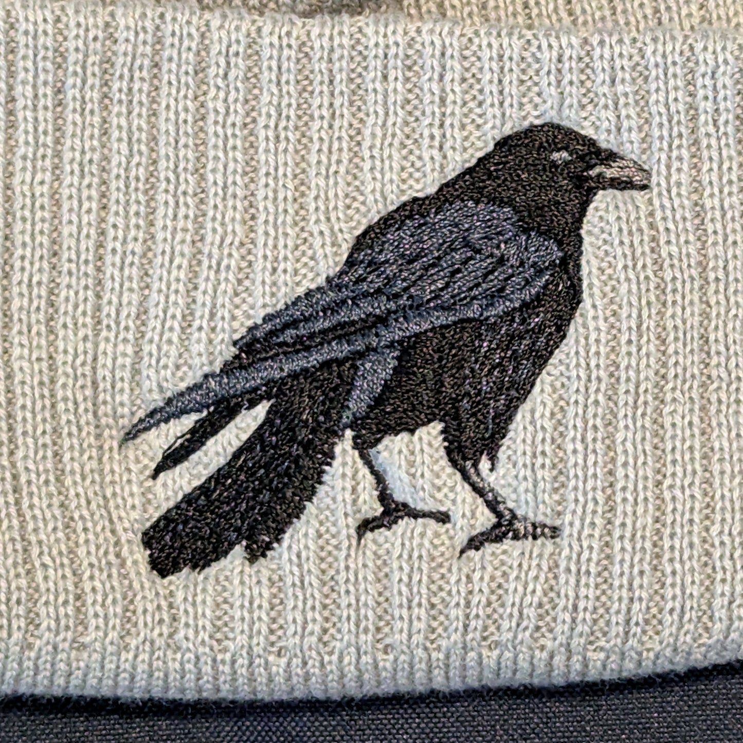 Crow Embroidered Tote Bag