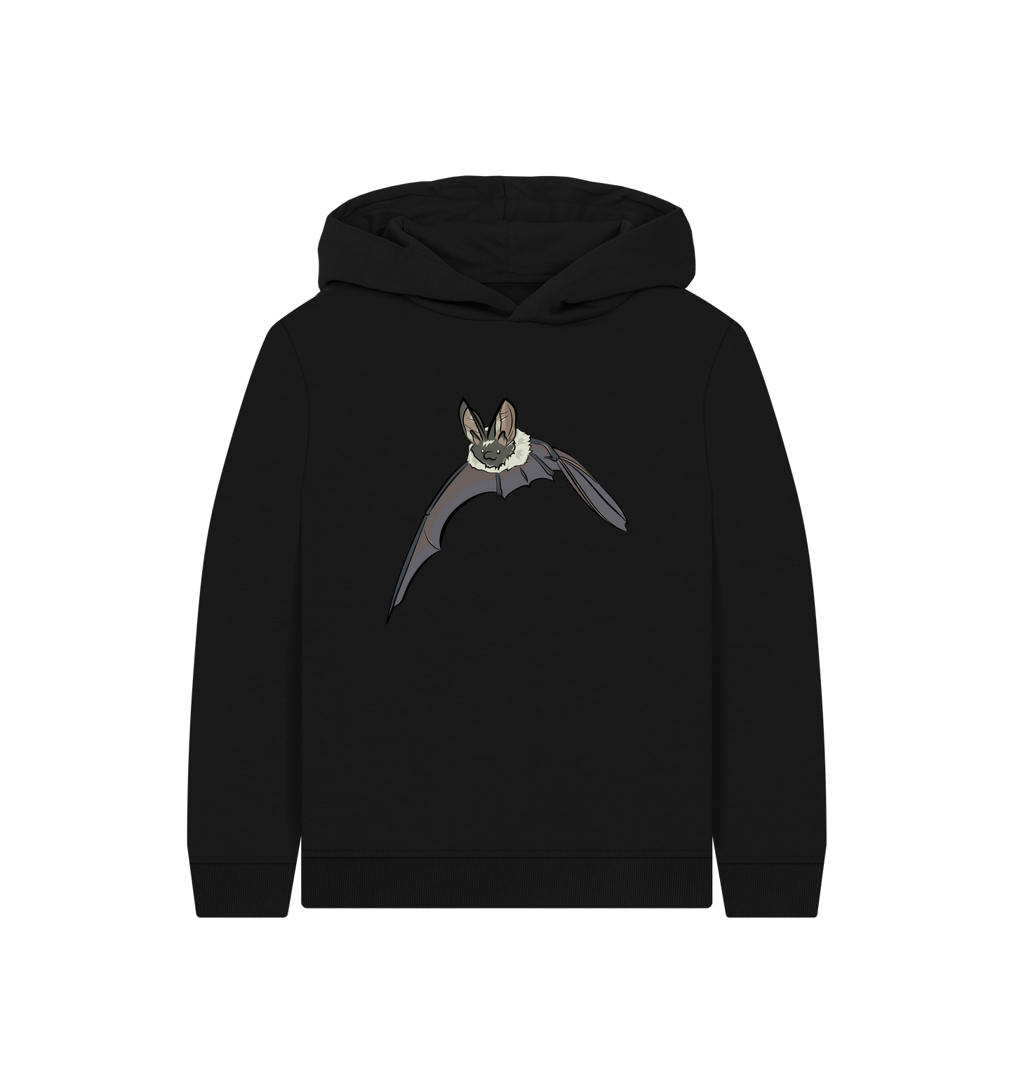Black Printed Kids Hoodie Front