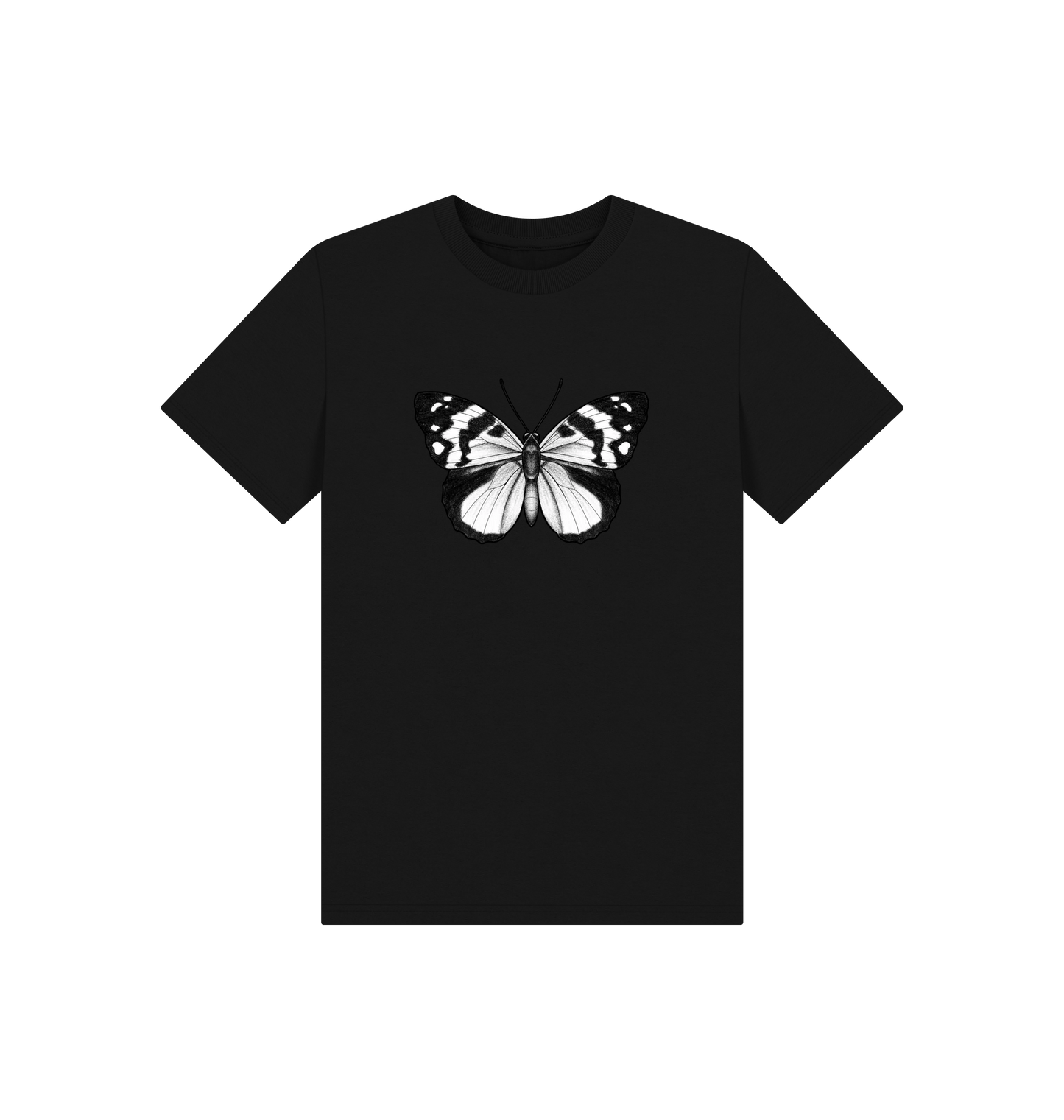 Black Printed Kids T-Shirt Front