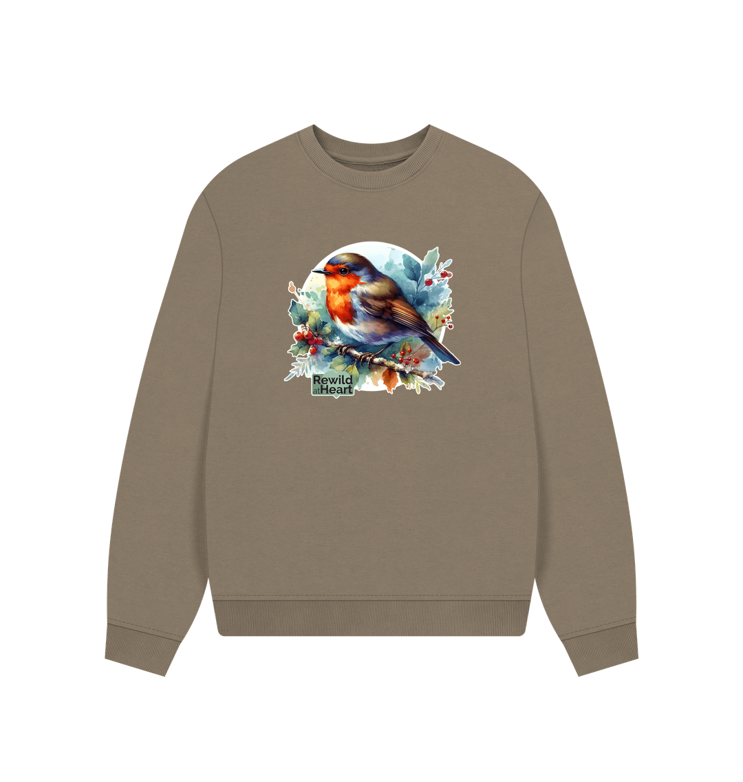 Willow Robin Redbreast Women's Oversized Jumper