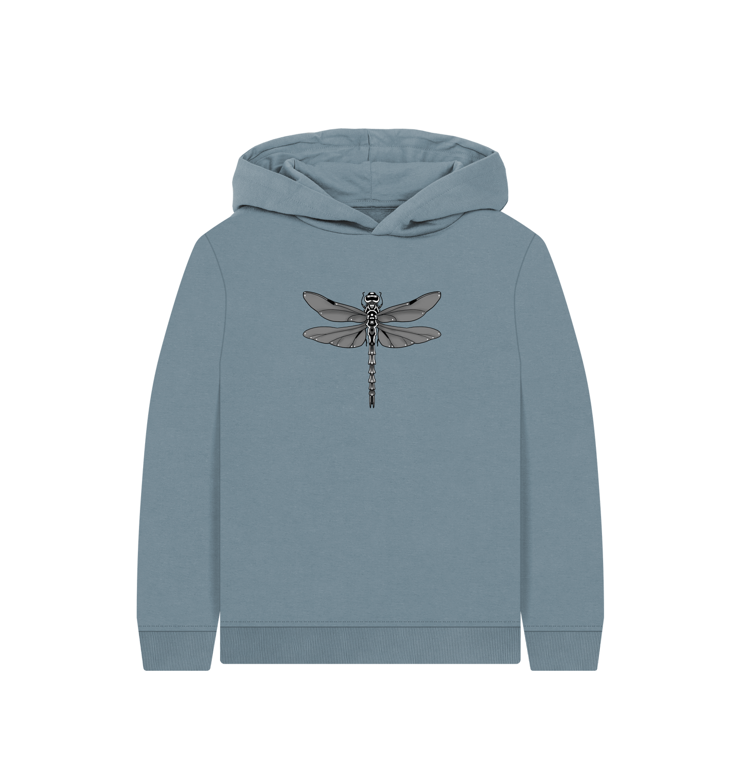 Stone Blue Printed Kids Hoodie Front