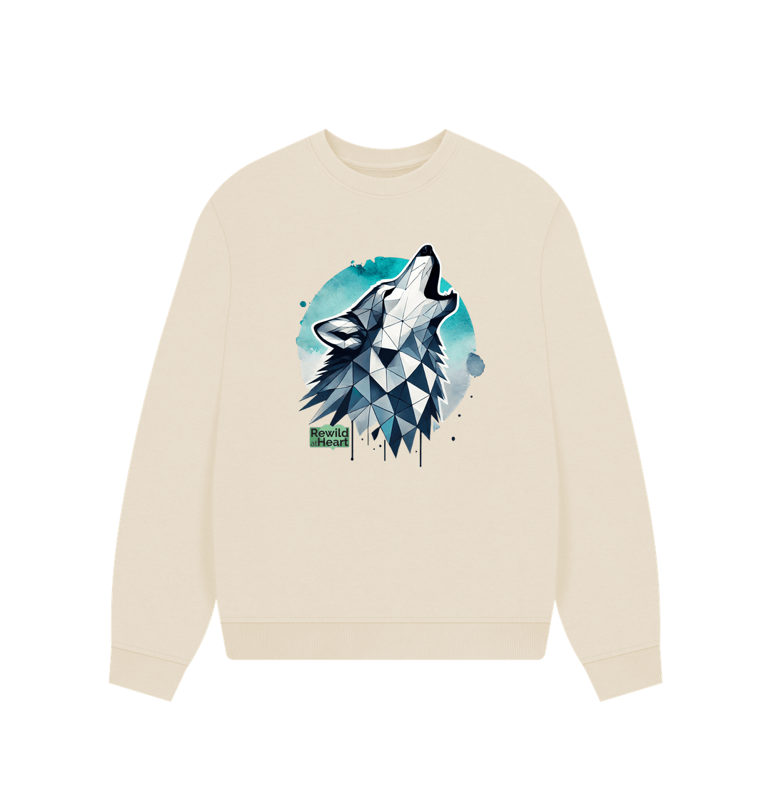 Oat Primal Wolf Howl Women's Oversized Jumper