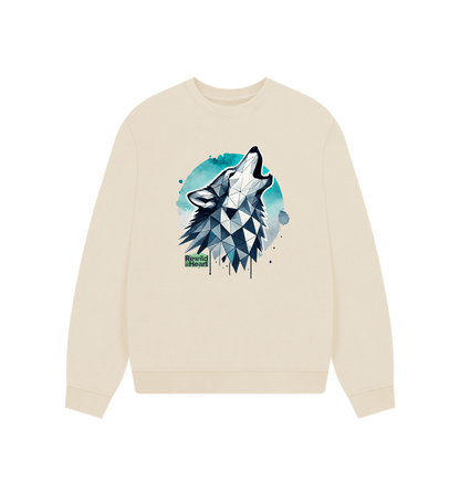 Oat Primal Wolf Howl Women's Oversized Jumper