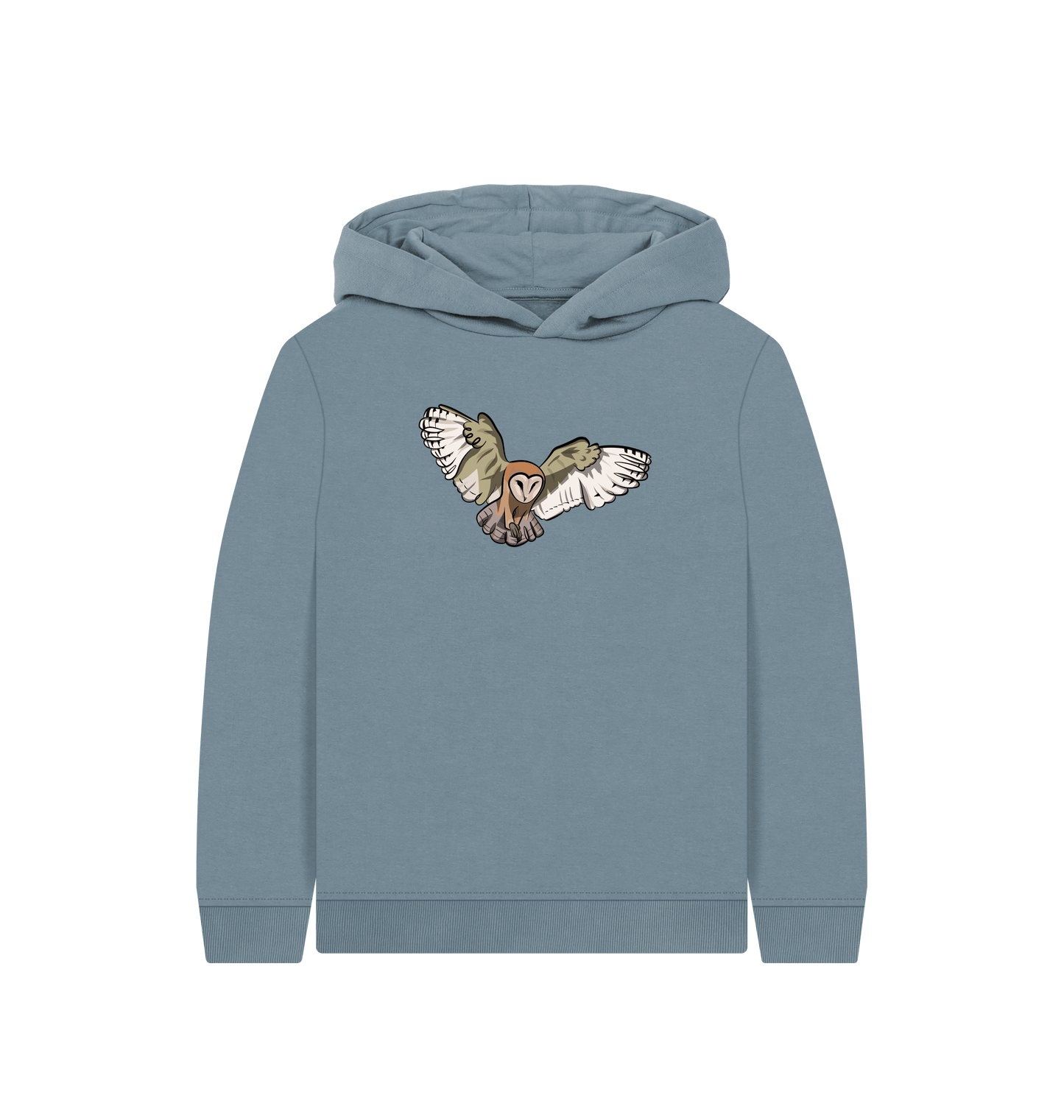Stone Blue Printed Kids Hoodie Front