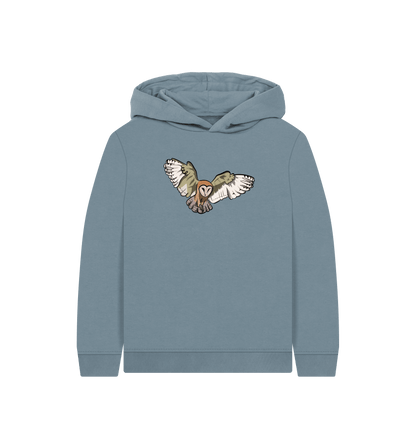 Stone Blue Printed Kids Hoodie Front