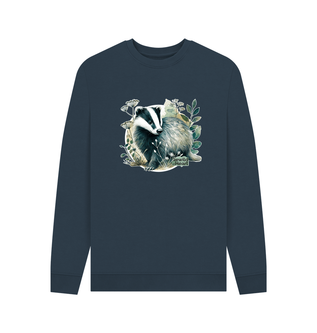 Navy Blue Printed Sweater Front