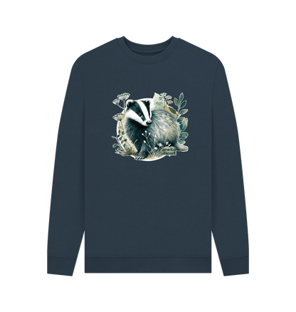 Navy Blue Printed Sweater Front