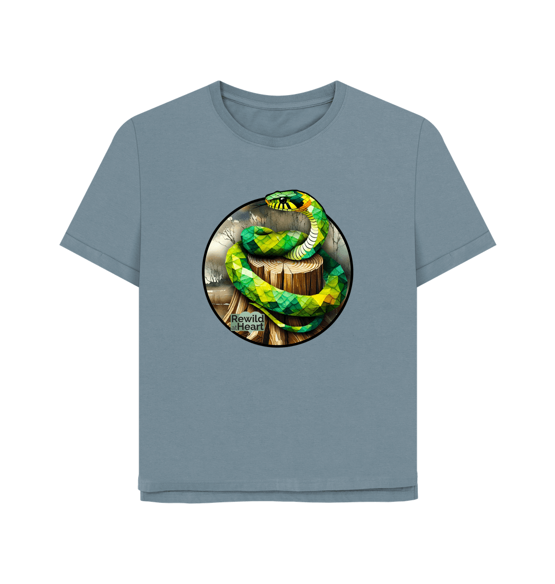 Stone Blue Grass Snake Marsh Women's Relaxed-Fit T-Shirt