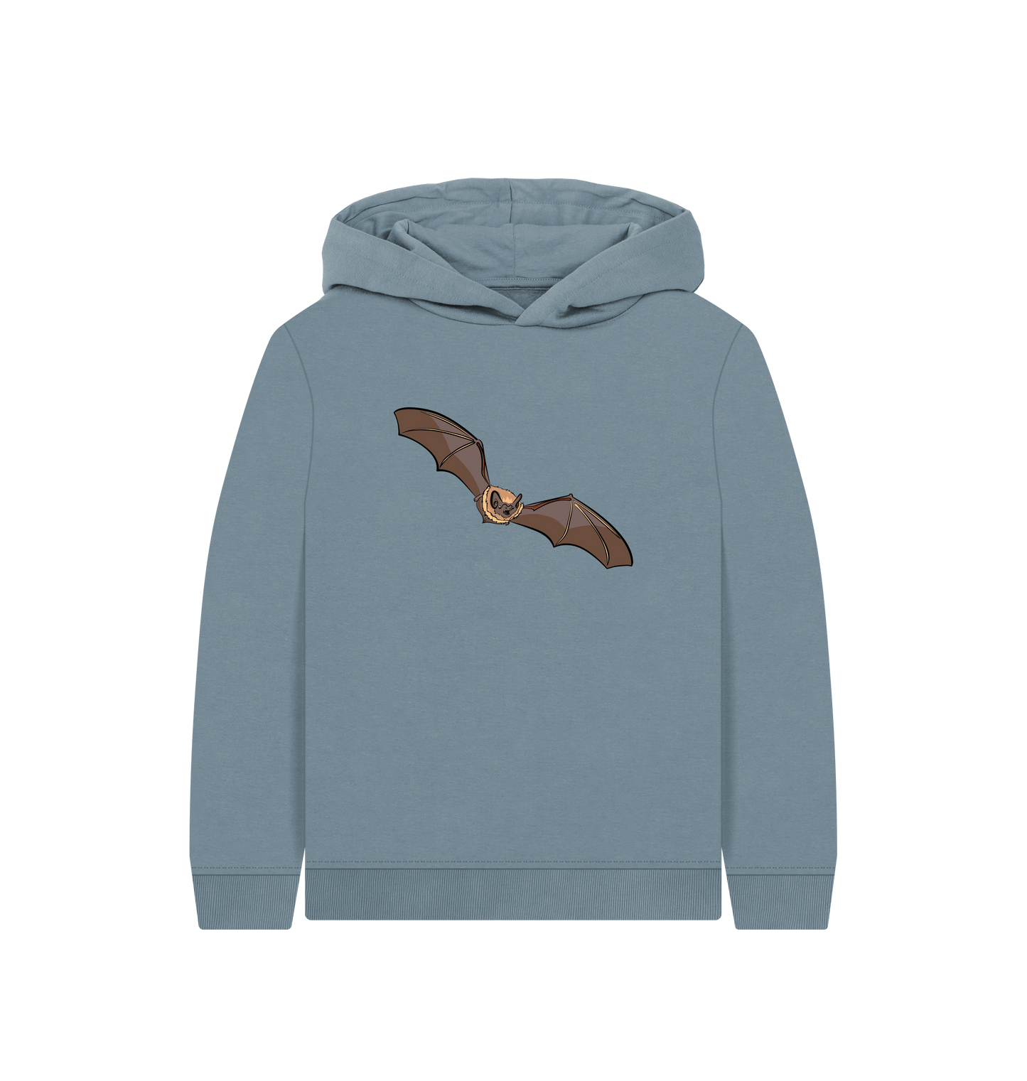 Stone Blue Printed Kids Hoodie Front