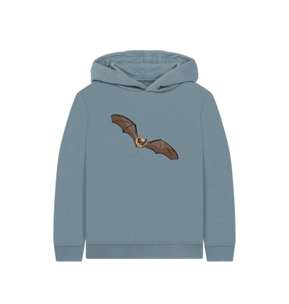 Stone Blue Printed Kids Hoodie Front